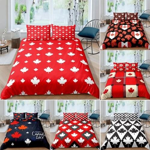 Euro Happy Canada Day Bedding Map Leaf Printed Duvets Cover Comforter Bed Single Queen King Double 2P Home Bedcloth 220x240cm