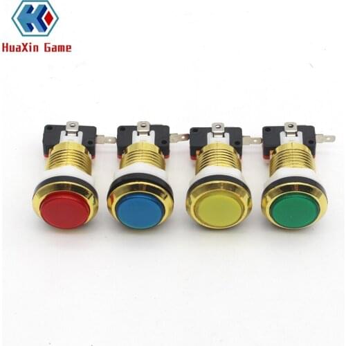 Gold-plated LED Illuminated Push Button 30mm Gilded buttons With Micro Switch for Arcade Video Games Machine