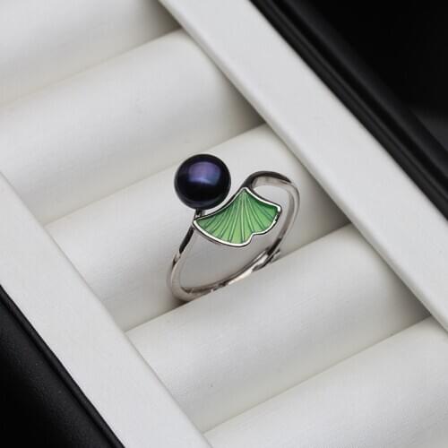 Fashion Natural Freshwater black Pearl adjustable Ring Boho For Women Delicate pearl Jewelry
