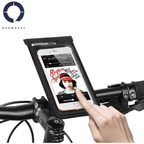 Roswheel Universal Waterproof Bicycle Bike Handlebar 6.2in Mobile Phone Mount Holder Cell Phone Case Dry Bag Dry Series 111362