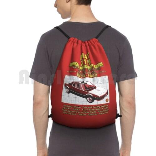 Fiat X1 / 9 Backpack Drawstring Bag Riding Climbing Gym Bag Fiat X1 9 X19 Sports Car Cars Italian 127 128 1970S 1980S