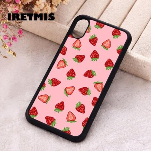 Iretmis 5 5S SE 2020 Phone Cover Cases for iPhone 6 6S 7 8 Plus X Xs Max XR 11 12 MINI Pro Rubber Silicone Strawberry Garden