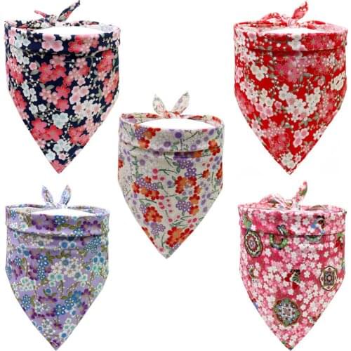 Pet Dog Grooming Product Japanese Style Pet Dog Bandana Scarf Colorful Flower Pet Dog Bandana Bibs Dog Accessories
