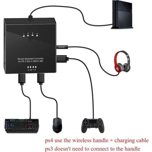 USB Mouse and Keyboard Converter Adapter for PS4/PS4 PRO/ PS3/PS3 Slim/ XBOXONE/ XBOX 360/ Switch without Delay Plug and Play