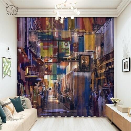 Architecture Night City Curtains Geometric Youth Bedroom Paris Curtains Sets Room Home Decoration Door Curtain Micro Shading