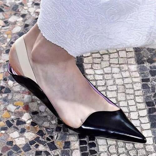 2021 Summer Womens Shoes New Pointed Toe Black Slingbacks Single Shoes Trendy Personality Style Flats Shoe Sandalias Femininas