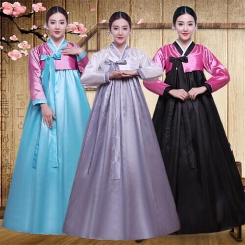 10 Color Korean Traditional Palace Female New Year Minority Dance Performance Dress for Women Full Sleeve Hanbok Costume
