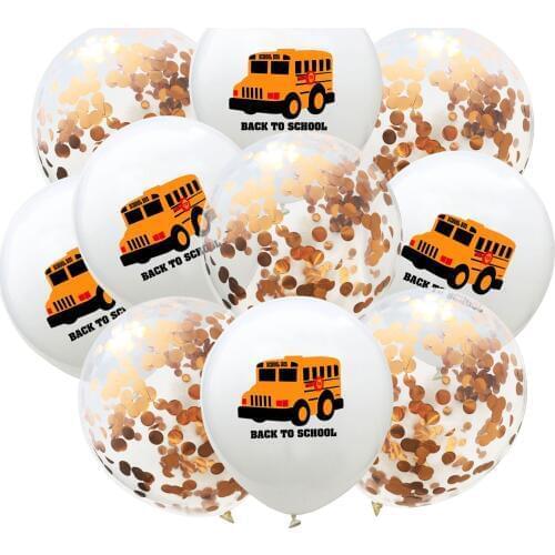 10pcs School Bus Confetti Balloon Vehicles Ambulance Balloons for Kids Birthday Party Supplies Baby Shower Decoration