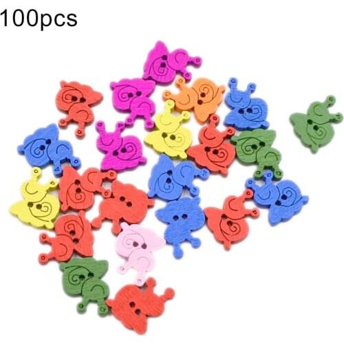 100Pcs Sunflower Butterfly Bowknot 2 Holes Wooden Buttons Sewing Accessories