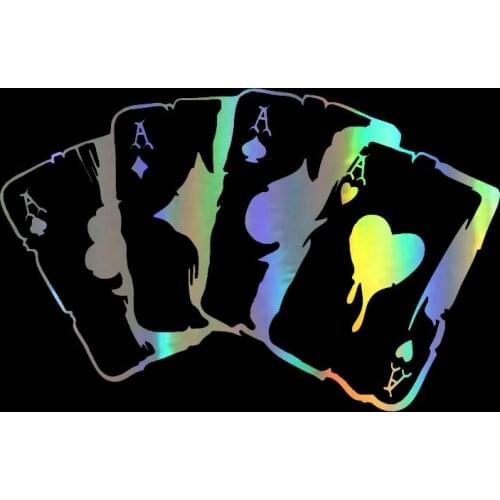 15.3*9.9CM Car Sticker Poker Graphic Decal JDM Funny Sticker Reflective Laser Motorcycle Car Styling 3D Stickers