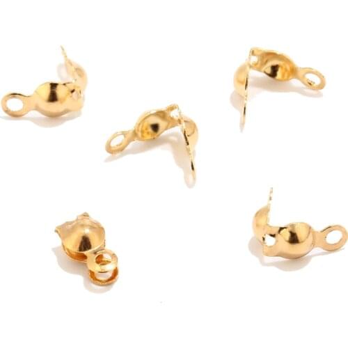 200pcs Stainless Steel Gold Tone Clamshell Bead Tips Double Closed Loops 7.5mm x 4mm fit for 3mm ball chain