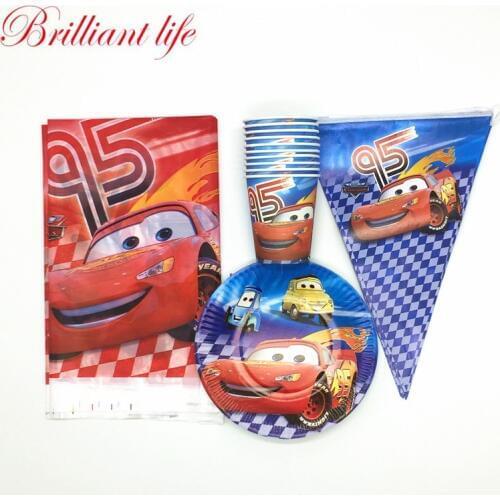 31pcs/lot Disney Cars Theme Boys Birthday Party Cartoon Cup Plate Banner Theme Party Paper Dish Disposable Tablecloth Supply