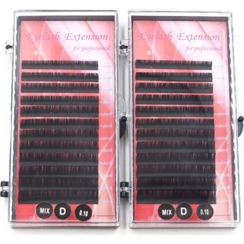 5 tray/lot individual eyelashes C D Curl false eyelash extensions mix length 8mm-13mm black material