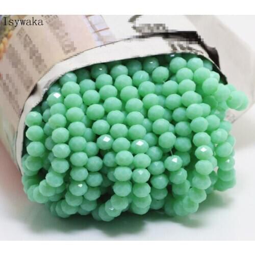 Isywaka Solid Turqupise Colors 4*6mm 50pcs Rondelle Austria faceted Crystal Glass Beads Loose Spacer Round Beads Jewelry Making