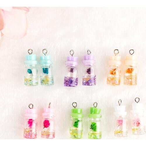 6pcs/lot DIY Accessories Toys Dollhouse Miniature Glass Wishing bottle with flower and fruit Decoration