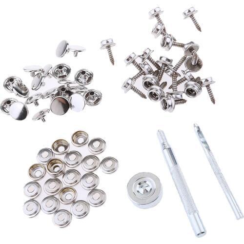 63Pcs Boat Marine Cover Fastener Snap 15mm Screw Kit W/ Installation Tool