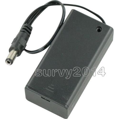 9V PP3 Battery Holder Box Case Wire Lead ON/OFF Switch Cover with DC 2.1mm Plug