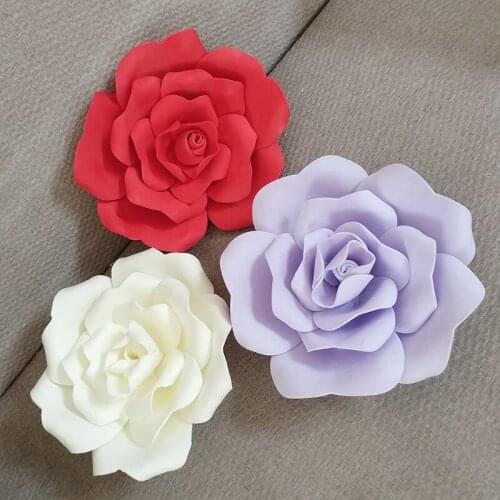 Large Foam Flat Bottom Rose Flower Wedding Wall Background DIY Decoration Home Shopping Mall Window Layout Fake Floral Heads