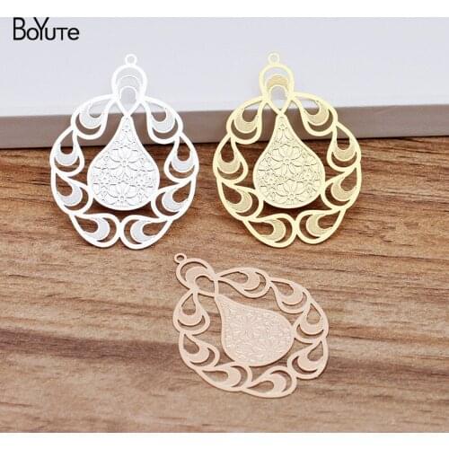 BoYuTe (10 Pieces/Lot) 44*32MM Metal Brass Corrosion Flower Sheet Pendant Diy Hand Made Jewelry Making Accessories