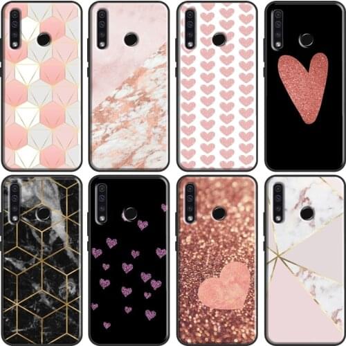Gold Rose Glitter Pink Love Soft For Huawei Honor 7C 4C 6C 7A Pro 8 9 10 20 10X Lite 8A 9A 8S 7S 6X 9X 8X 10i Case