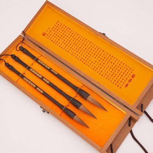 Black sandalwood brush holder, pure wolf hair brush, professional Chinese painting and calligraphy brush, Chinese regular