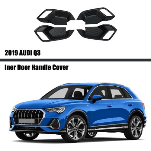 For AUDI Q3 2019 2020 2021 Car Door Handles Decoration Cover Trim Carbon Fiber Color Doorknob Door Bowl Covers Exterior Decals
