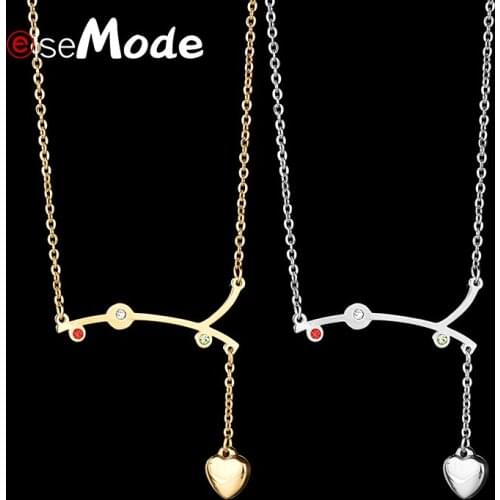 ELSEMODE Green Red CZ Stone Crystal Heart Pendant Nurse Simple Steel Necklace 316 L Stainless Steel For Women Gift Jewelry