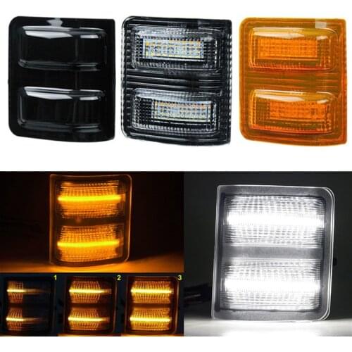 2Pcs Normal / Dynamic Side Mirror Marker Lights Lamps For Ford F250 F350 F450 2008-2016 Turn Signal Amber & Running White