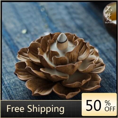 Lotus Incense Burner Holder Ceramic Unique Mosquito Coil Holder Incense Plate Sticks Smoke Diffuser Meditation Decoration AA50XL