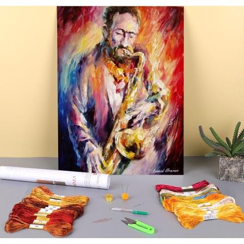 Oil Painting Style Printed Canvas 11CT Cross-Stitch Patterns Embroidery DMC Threads Handiwork Hobby Craft Knitting Needle
