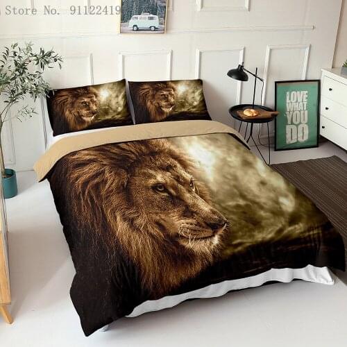 Black Animal Bedding Set The Lion King Duvet Cover Sets Microfiber Single Double Queen King Quilt Covers Leopard Lion Bedclothes