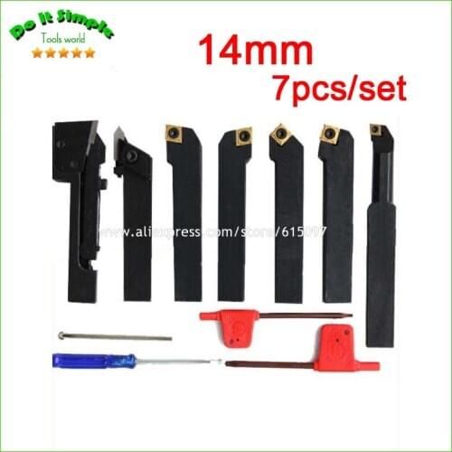 7pcs/set 14mm Hard Alloy Blade with Coating Turning CNC Lathe Tool Kits Cutter