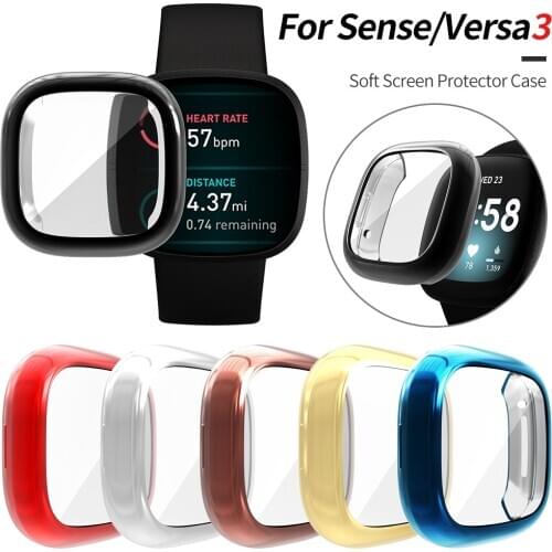 Soft TPU Cover for Fitbit Sense Watch Case Screen Protector Bumper for Versa 3 Scratch-resistant Shell Lightweight Accessories