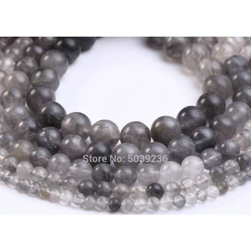 Wholesale Grey Crystal Beads Natural Stone Round Loose Spacer Beads 4 6 8 10 12mm DIY Bracelet Jewelry Making Accessories