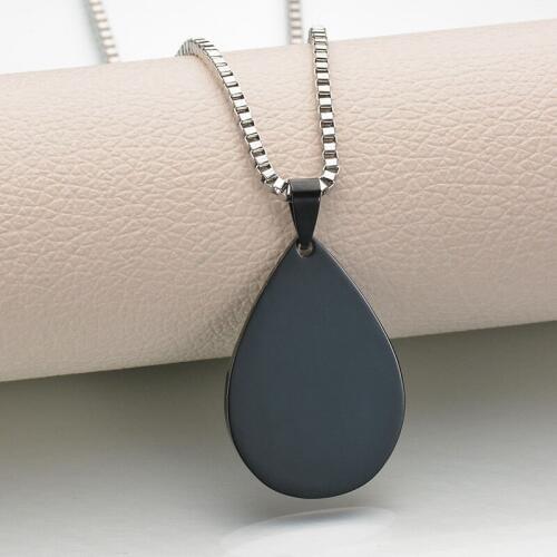 2019 Single Smooth Geometry Dog Tag Water Drop Oval Stainless Steel Pendant Necklace Jewelry Men 3 Colors