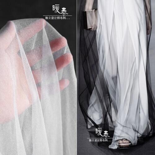 Pearlescent Tulle Fabric Black White DIY Scarf Veil Flower Background Decor Fluffy Skirt Wedding Dress fashion Designer Fabric