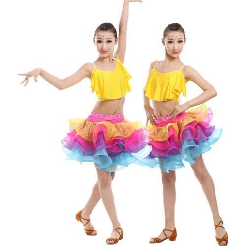 Girl/Adult Latin Dance Dresses For Sequin multicolour Cha Cha/Rumba/Samba/Ballroom/Tango Dance Clothing Kids Dance Costume