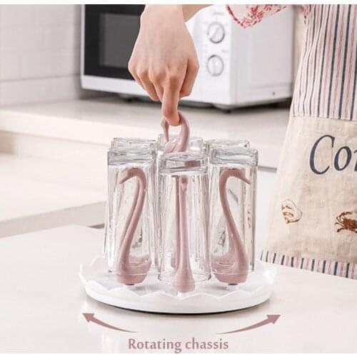 Kitchen Organizer Storage Glass Cup Drying Rack Beautiful Swan Water Draining Cup Holder Household Water Cup Rack Living Room