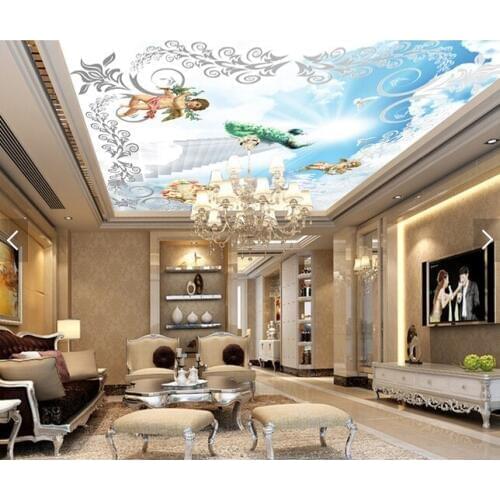 Custom ceiling wallpaper. Angel blue sky murals for the living room bedroom ceiling wall waterproof vinyl papel de parede
