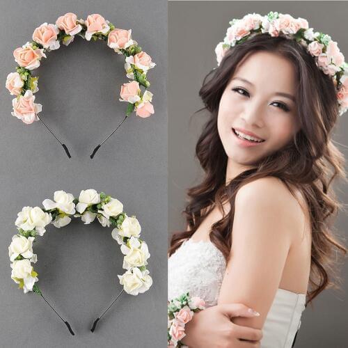 Stylish Women Girls Floral Headband Bohemia Hair Band Flower Garland Wedding Prom Head Wrap Hair Accessories Gift free shipping