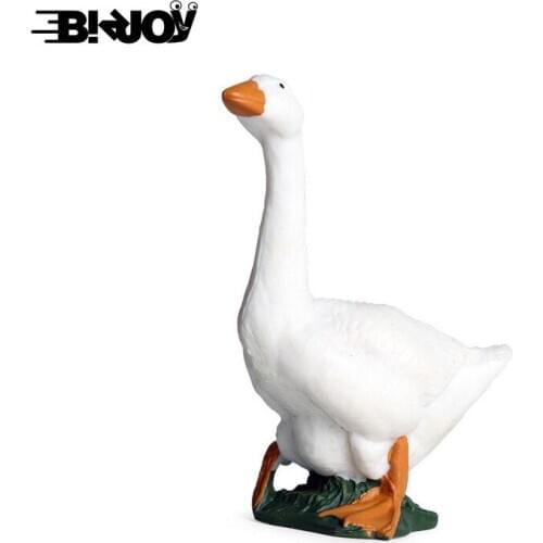 Realistic Poultry Model Ranch Goose White Swan Figure Educational Toys for Children Figurine Decor Kids Gift