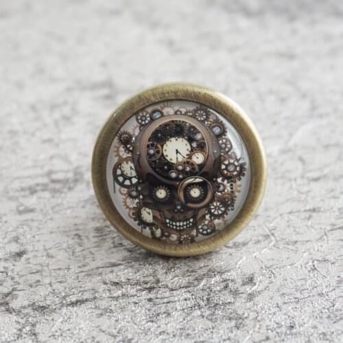 Gear Skull Drawer Knobs Pulls Handles / Kitchen Cabinet Pull / Dresser Drawer Knobs furniture hardware Bronze Silver Copper