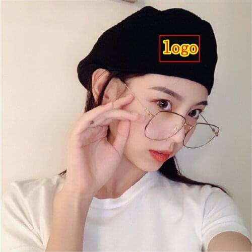 Add Logo Wool Solid Color Autumn Winter Keep Warm Beret Embroidered Letters Korean Version Adult Felt Hat Women Hat