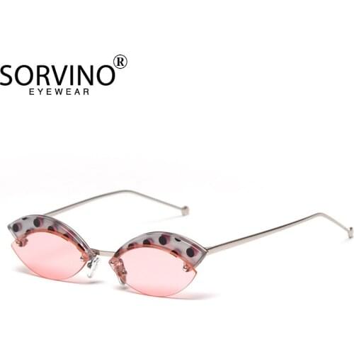 SORVINO Fashion Spotted Funny Eyebrows Rimless Retro Small Cat Eye Sunglasses UV400