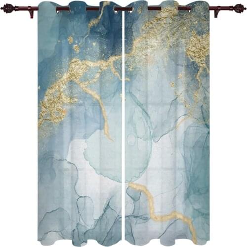 Modern Curtains Marble Abstract Blue Baby Room Bedroom Creative Window Curtains Kitchen Living Room Terrace Valance Curtains