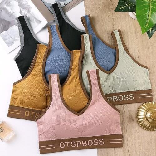 Sports yoga bra beauty back wrap chest wide shoulder strap collision color with chest vest bottom underwear