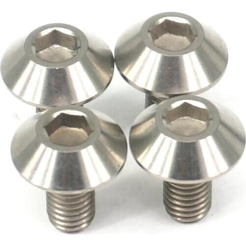 4 PCS M6x12mm Ti GR5 Titanium Umbrella Head Motorcycle Decorative Bolt