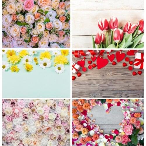 Vinyl Custom Photography Backdrops Prop Valentines day wood flower Theme Photography Background QJ91220-115