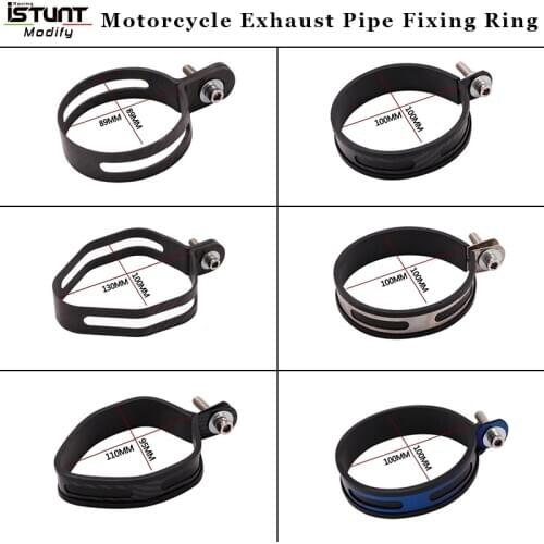 Motorcycle 60.5mm Exhaust Pipe 51mm Muffler Universal Fixed Circle Carbon Fiber Holder Clamp Fixed Ring Support Bracket