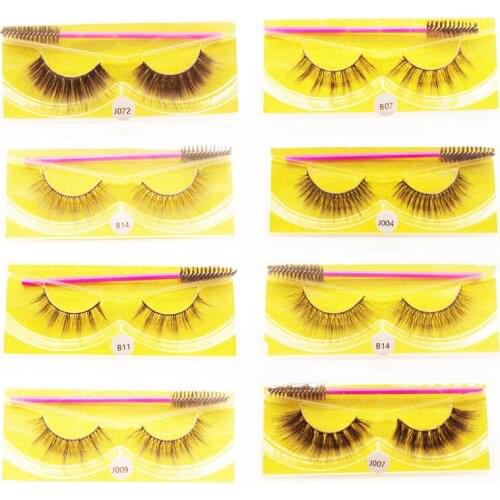 YioWio 3D Handmade Mink Eyelashes Strip Lashes Brush Set Maquillaje False Eyelashes Faux Cils Fake Makeup Artificial Mink Lashes